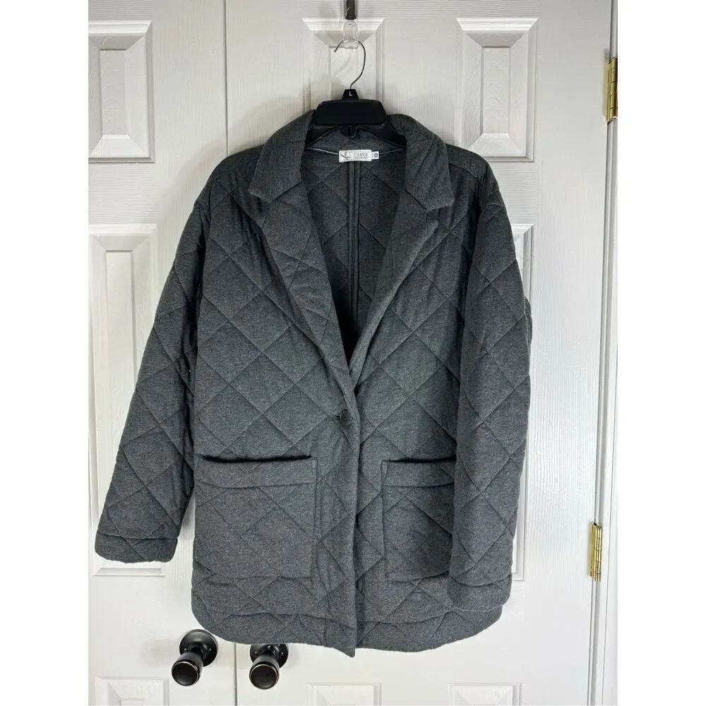 Carve Designs Womens Grey Quilted Jacket Size XS